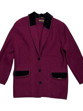 GEIGER Wool Luxury Designer Business Casual Red Winter Coat Womens Medium